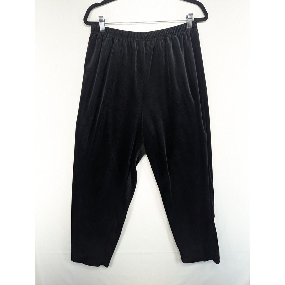 TR‎ Bentley Plus Vintage Black Velvet Elastic Waist Tapered Leg Pants 1X